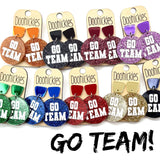 Go Team Glitter Piggyback Dangles - Custom Spirit Football Earrings - 9 Color Options