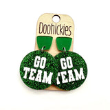 Go Team Glitter Piggyback Dangles - Custom Spirit Football Earrings - 9 Color Options