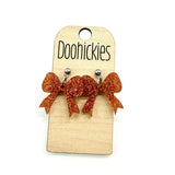 Glitter School Spirit Bow Dangle Earrings - Sports Earrings - 9 Color Options