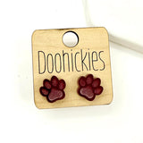 13mm School Spirit Mirror Paw Studs - Custom Spirit Earrings - 10 Color Options