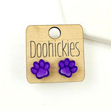 13mm School Spirit Mirror Paw Studs - Custom Spirit Earrings - 10 Color Options