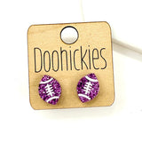 School Spirit Glitter Football Studs - Custom Spirit Earrings - 9 Color Options