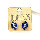 School Spirit Glitter Football Studs - Custom Spirit Earrings - 9 Color Options