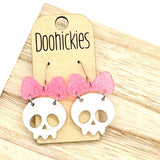 Glittery Bow Skull Dangle Collection - Halloween Earrings
