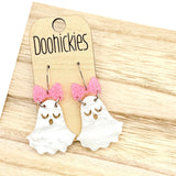Glittery Bow Ghost Dangle Collection - Halloween Earrings