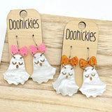 Glittery Bow Ghost Dangle Collection - Halloween Earrings
