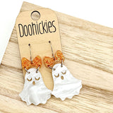 Glittery Bow Ghost Dangle Collection - Halloween Earrings