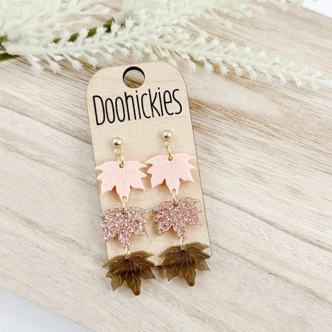 Rose Gold Fall Leaf Dangle Acrylic Earrings