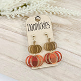 Fall Double Plaid Pumpkin Dangle Acrylic Earrings