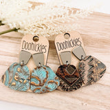 Long Bronze Trapezoid and Embossed Jasmine Collection - Western Earrings