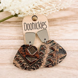 Long Bronze Trapezoid and Embossed Jasmine Collection - Western Earrings