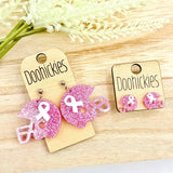 Pink Out Ribbon Football Helmet Earring Collection - Breast Cancer Awareness Earrings