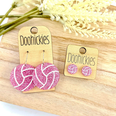 Pink Out Painted Volleyball Earring Collection - Breast Cancer Awareness Earrings
