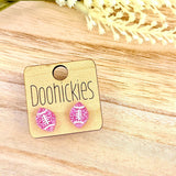 Pink Out Painted Football Earring Collection - Breast Cancer Awareness Earrings