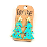 Speckled Glitter Layered Tree Collection - Christmas Acrylic Earrings