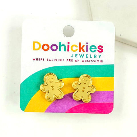 Gingerbread Man Christmas Stud Earrings