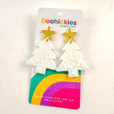 Monotone Pastel Leopard Christmas Tree Earrings