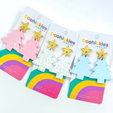 Monotone Pastel Leopard Christmas Tree Earrings