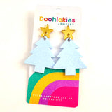 Monotone Pastel Leopard Christmas Tree Earrings