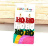 Traditional HoHoHo Christmas Dangle Acrylic Earrings