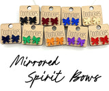 School Spirit Mirror Bow Stud Earrings - 9 Color Options