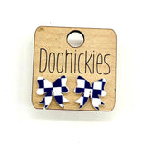 School Spirit Checkered Bow Stud Earrings - 9 Color Options
