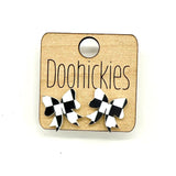 School Spirit Checkered Bow Stud Earrings - 9 Color Options