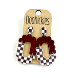 Brooklin Checkered Spirit Dangle Sports Earrings