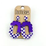 Brooklin Checkered Spirit Dangle Sports Earrings