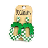 Brooklin Checkered Spirit Dangle Sports Earrings