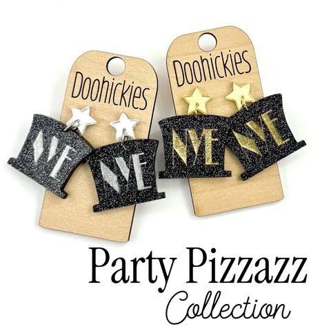 NYE Party Hat Pizaazz New Years Acrylic Earrings