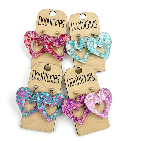 Chunky Glitter Sassy Hearts Collection - Valentines Earrings