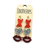 Kissy Trifecta Acrylic Valentines Earrings