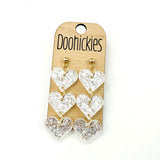 Pastel Shimmer Triple Heart Drops Collection - Valentines Earrings
