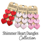 Shimmer Triple Heart Drop Collection - Valentine's Earrings
