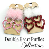 Double Heart Puffies Collection - Valentines Acrylic Earrings