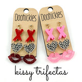 Kissy Trifecta Acrylic Valentines Earrings