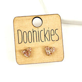 The Rosey Romance Rose Gold Glitter Heart Stud Earring Collection - 2 Size Options