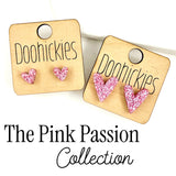 The Pink Passion Glitter Heart Stud Earring Collection - 2 Size Options
