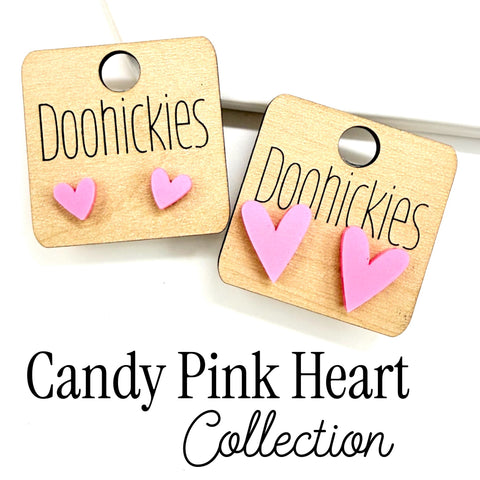 The Candy Pink Heart Stud Earring Collection - 2 Size Options