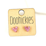 The Pink Passion Glitter Heart Stud Earring Collection - 2 Size Options