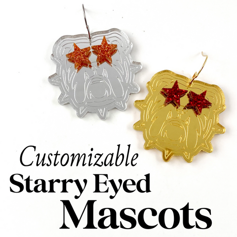 1.5" Fan Glam Mascot Dangles: BULLDOGS - Custom Spirit Earrings