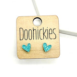 The Teal Razzle Dazzle Heart Stud Earring Collection - 2 Size Options