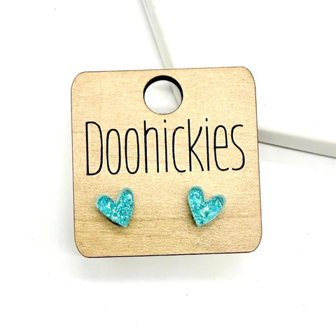 The Teal Razzle Dazzle Heart Stud Earring Collection - 2 Size Options