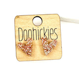 The Rosey Romance Rose Gold Glitter Heart Stud Earring Collection - 2 Size Options