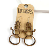 2" Vintage Christmas Dangles - Wood Earrings