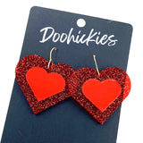 Glitter 3-D Hearts -Valentine Acrylic Earrings