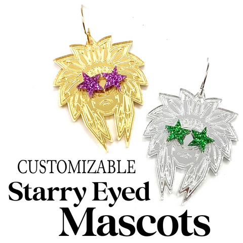 2" Fan Glam Mascot Dangles: INDIANS - Custom Spirit Earrings