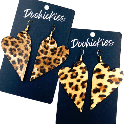 2.5" Leopard Valentine Hearts -Earrings