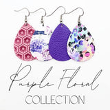 1.5" Purple Floral Mini Collection (Leather) -Earrings